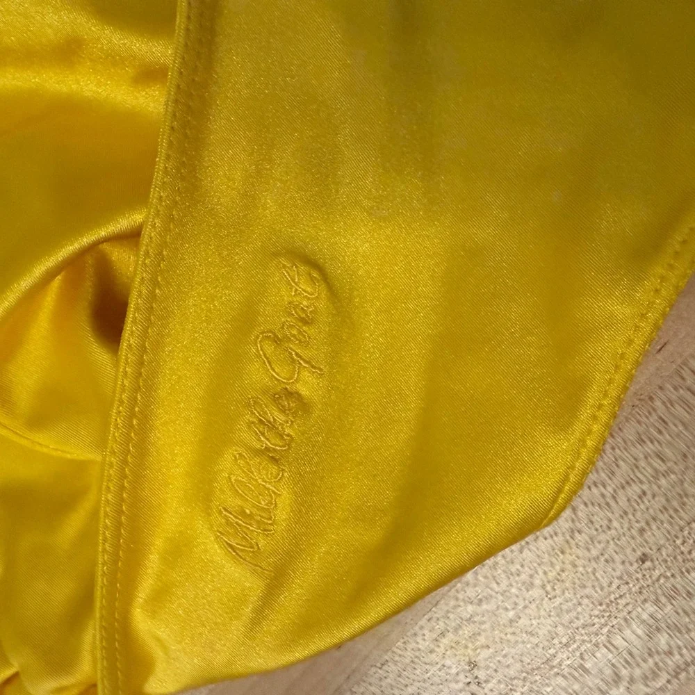 Milk the Goat Yellow Plunge Halter One Piece Swimsuit Slinky‎ Sexy-Medium